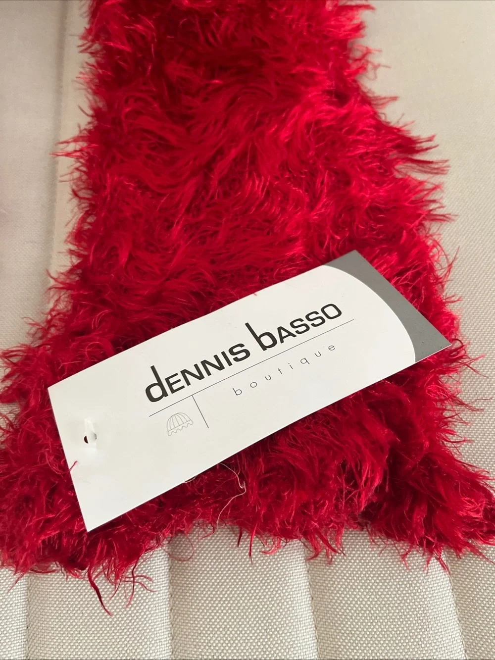 dennis basso Pink and Red Fuzzy Feather Scarves Duo